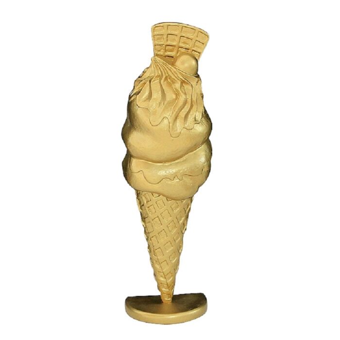Halbes Eis mit Waffel Gold groß vergrößert Dekorationsfigur