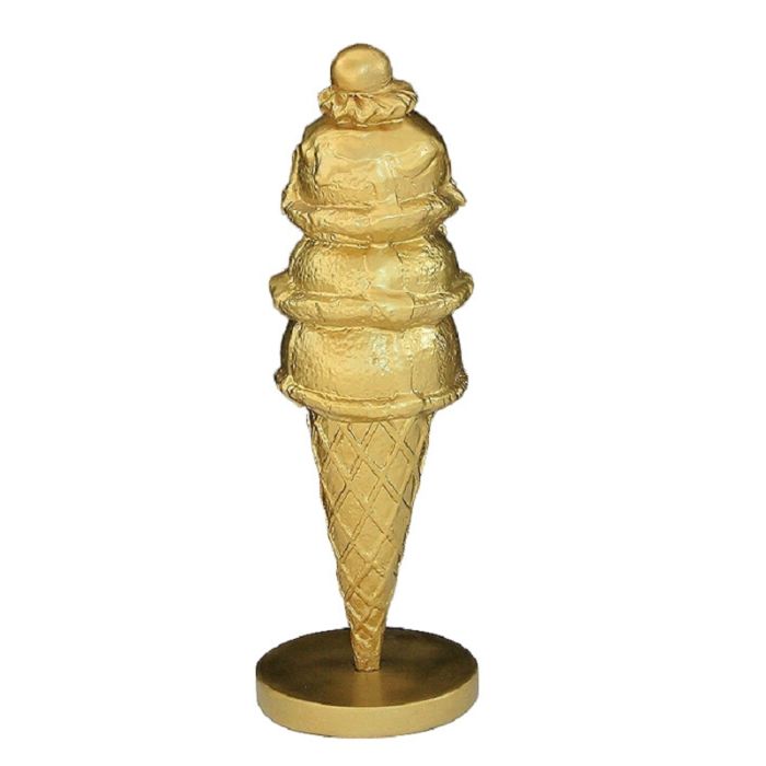 Eis 3 Kugeln mit Kirsche Gold groß vergrößert Dekorationsfigur