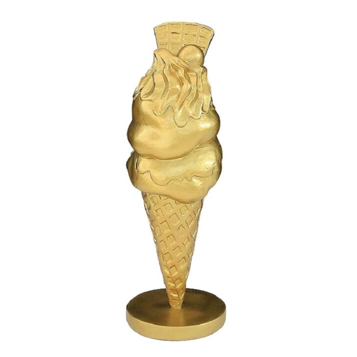 Eis mit Waffel Gold groß vergrößert Dekorationsfigur