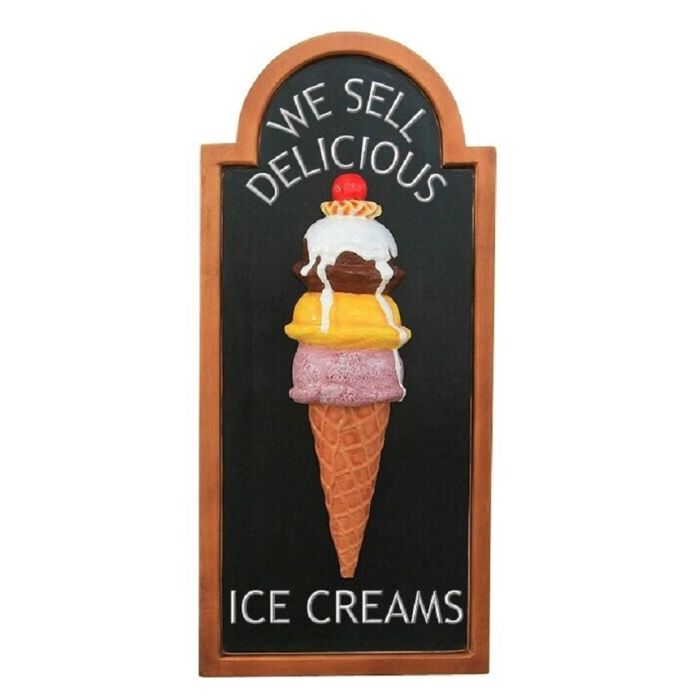 Angebotstafel Eis 3 Kugeln mit Kirsche vergrößert Schild