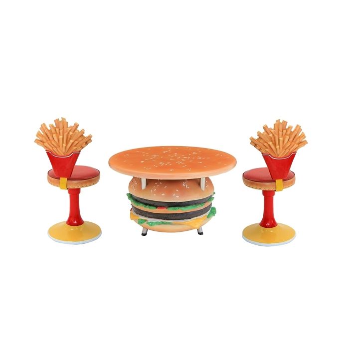 Burgertisch und Pommesstühle vergrößert Sitzmöglichkeit, Tisch