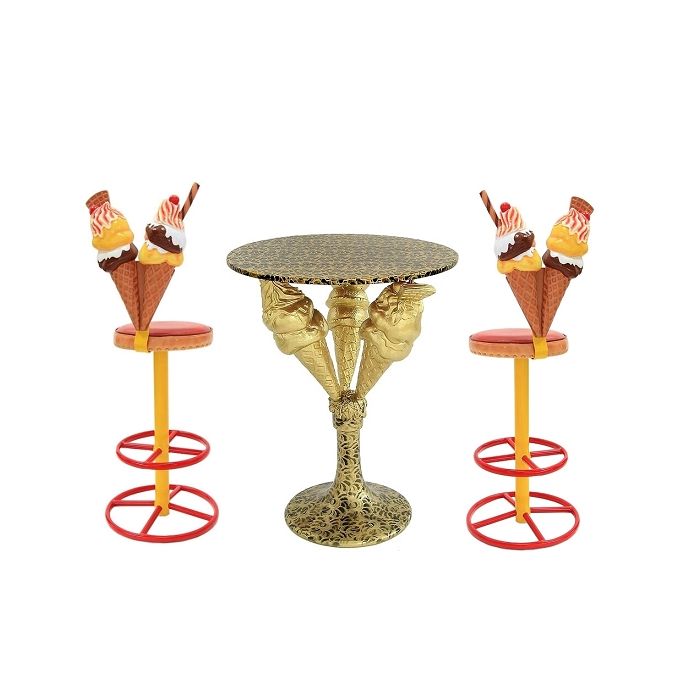 Eistüten Tisch auf Ständer Gold und Eistüten Barhocker vergrößert Sitzmöglichkeit, Tisch