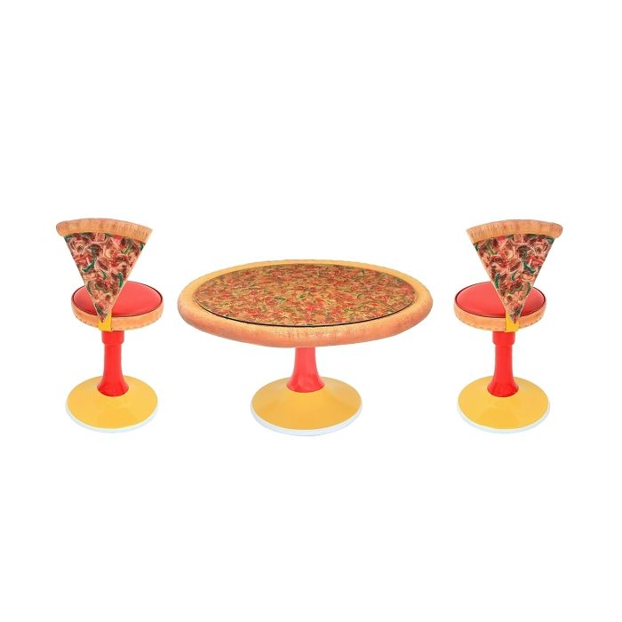 Pizzatisch auf Ständer mit Glasplatte und Pizzastühle vergrößert Sitzmöglichkeit, Tisch