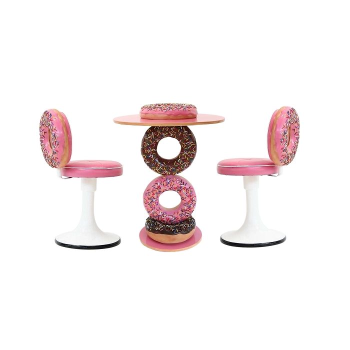 Donuttisch mit Donutstühlen Rosa vergrößert Sitzmöglichkeit, Tisch