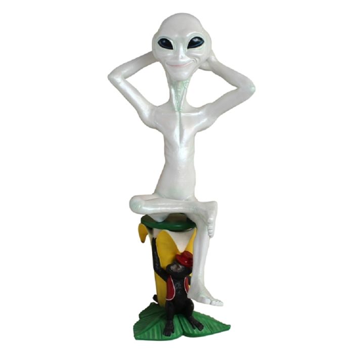 Alien auf Bananenhocker mit Affen lebensgroß Deko- & Werbefigur