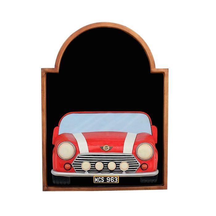 Angebotstafel mit Mini Cooper Rot verkleinert Angebotstafel