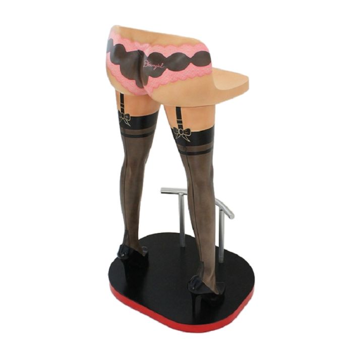 Sexy Frauenbeine Schwarz mit Dreamgirl Unterwäsche Barhocker  lebensgroß Sitzmöglichkeit