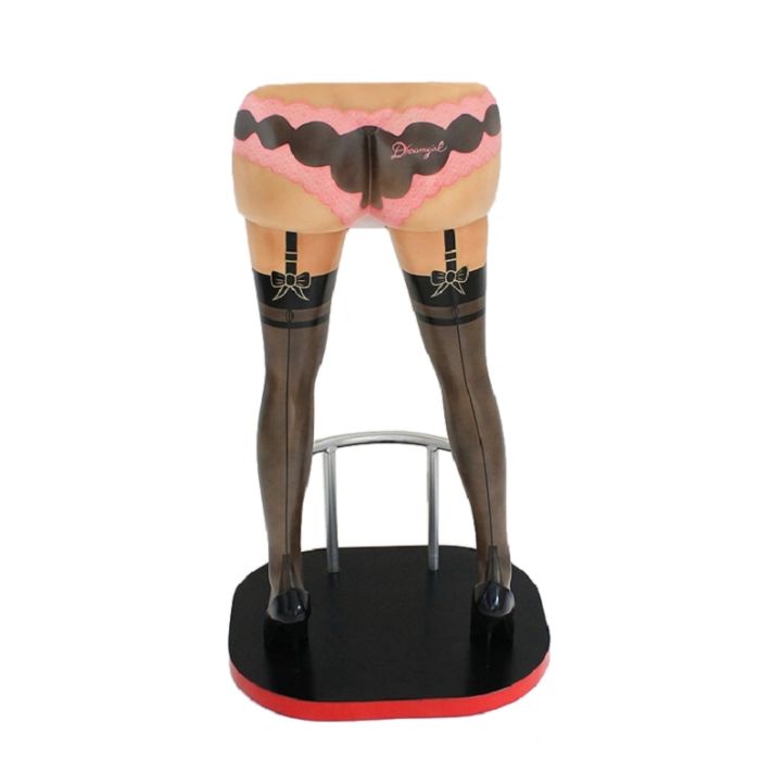 Sexy Frauenbeine Schwarz mit Dreamgirl Unterwäsche Barhocker  lebensgroß Sitzmöglichkeit