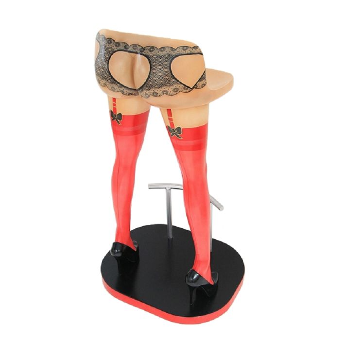 Sexy Frauenbeine mit Spitzenunterwäsche Barhocker lebensgroß Sitzmöglichkeit