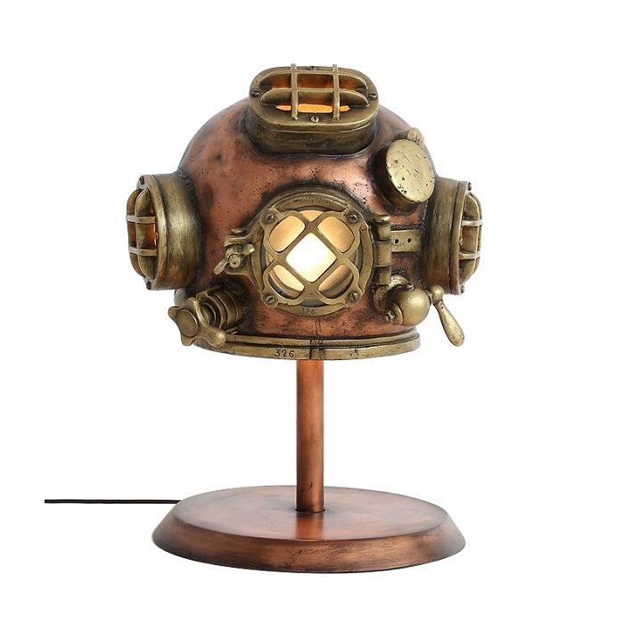 Taucherhelm klein Lampe auf Ständer lebensgroß Beleuchtung