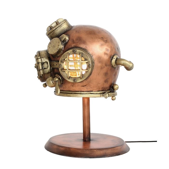 Taucherhelm klein Lampe auf Ständer lebensgroß Beleuchtung