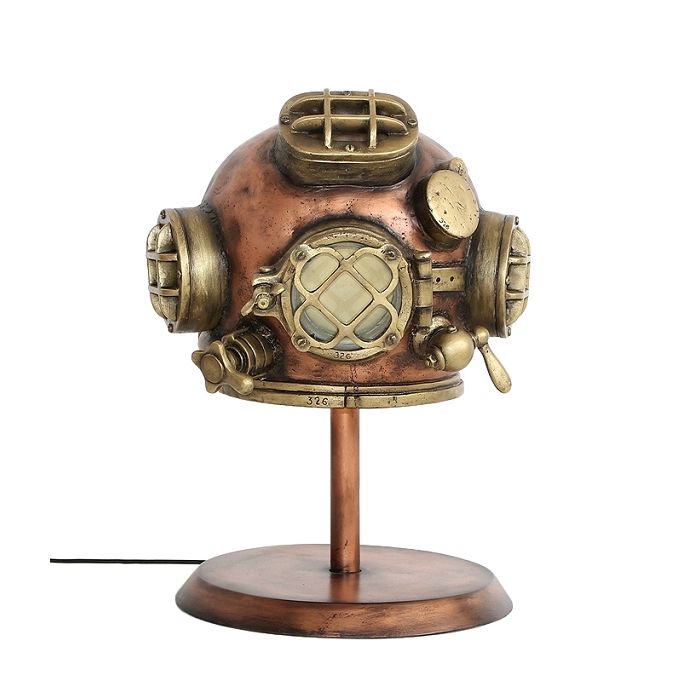 Taucherhelm klein Lampe auf Ständer lebensgroß Beleuchtung