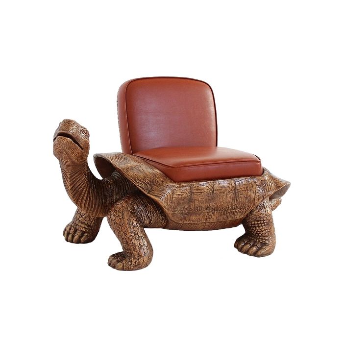 Schildkröte Gold Sitz mit braunem Polster lebensgroß Sitzmöglichkeit
