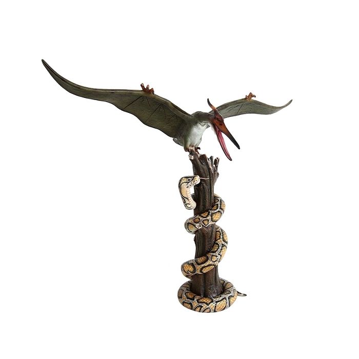 Dinosaurier Pteranodon greift Python auf Baum an lebensgroß Deko- & Werbefigur