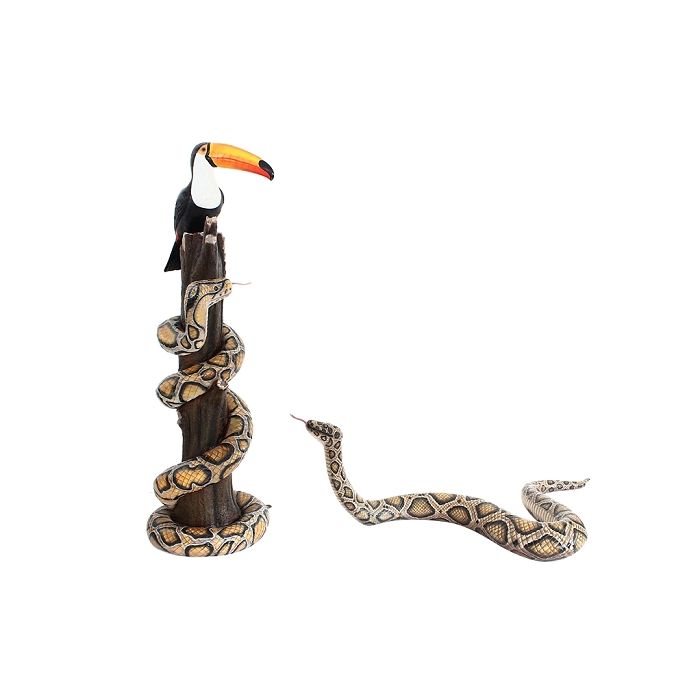 Tukan mit Phyton auf Baum und Schlange lebensgroß Deko- & Werbefigur