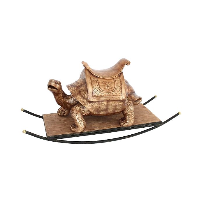 Schildkröte Gold mit Sattel Schaukel lebensgroß Schaukelfunktion