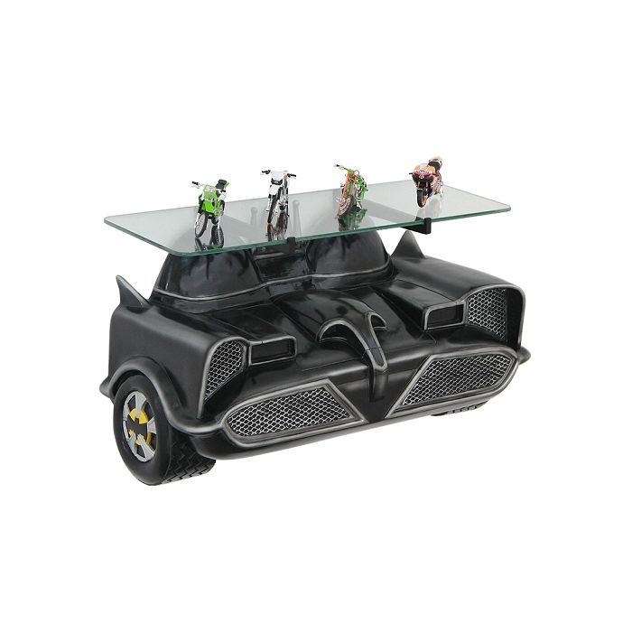 Wandregal Batmobil Schwarz mit Glassplatte verkleinert Tisch