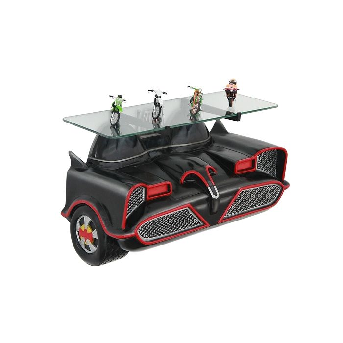 Wandregal Batmobil Schwarz Rot mit Glassplatte verkleinert Tisch