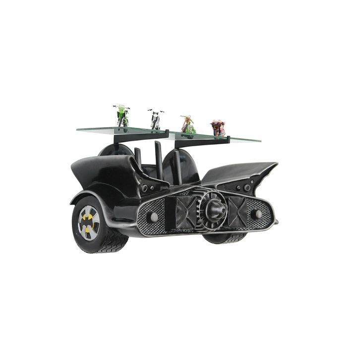 Wandregal Batmobil mit Flügeln Schwarz mit Glasplatte verkleinert Tisch