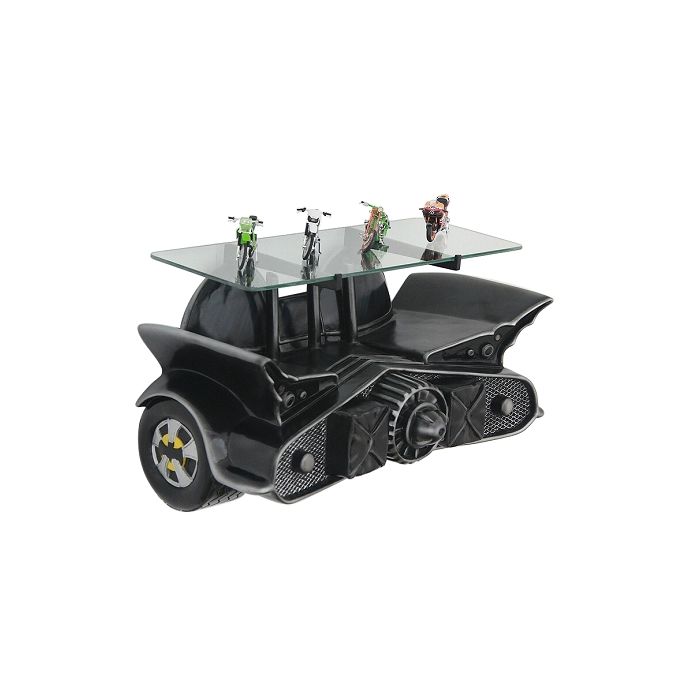 Wandregal Batmobil mit Flügeln Schwarz mit Glasplatte verkleinert Tisch