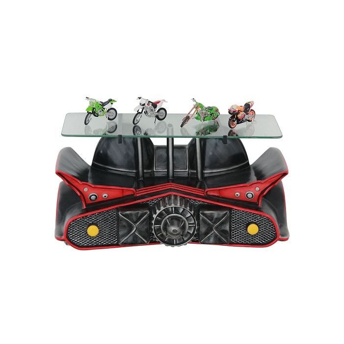 Wandregal Batmobil mit Flügeln Schwarz Rot mit Glasplatte verkleinert Tisch