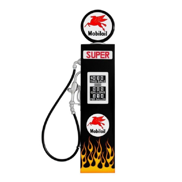 Route 66 Tankstelle Schwarz mit Flammen als Wanddeko groß lebensgroß Dekorationsfigur