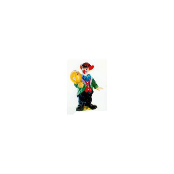 lustiger kleiner Clown mit Ballon verkleinert Dekorationsfigur