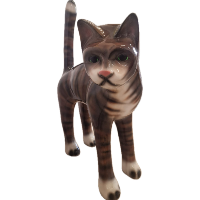 Katze naturell stehend vergrößert Dekorationsfigur