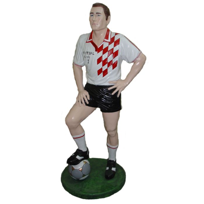 Fußballer orange lebensgroß Dekorationsfigur