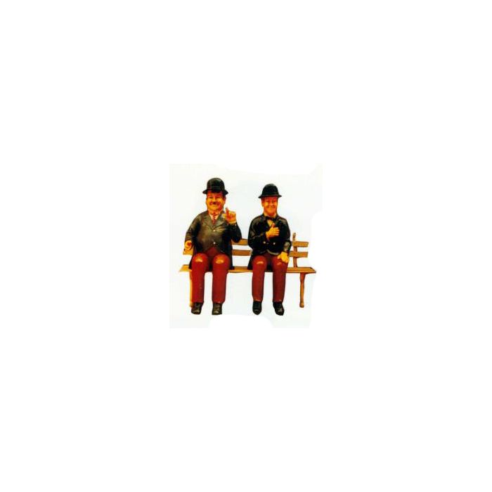 Dick und Doof sitzend auf Bank verkleinert Dekorationsfigur