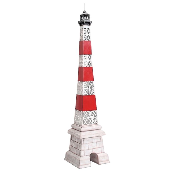 Leuchtturm Gitter rot weiß auf Säule klein verkleinert Dekorationsfigur