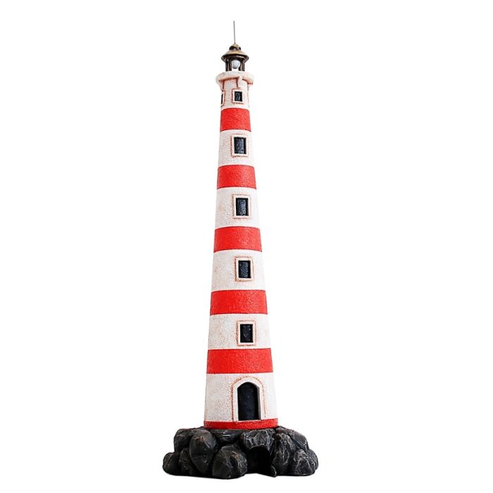 Leuchtturm rot weiß auf Stein verkleinert Dekorationsfigur