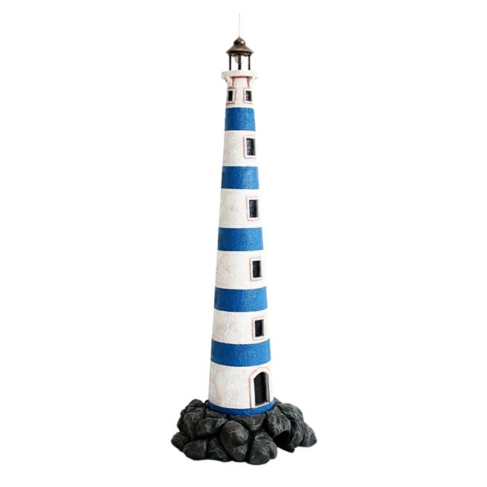 Leuchtturm blau weiß auf Stein verkleinert Dekorationsfigur