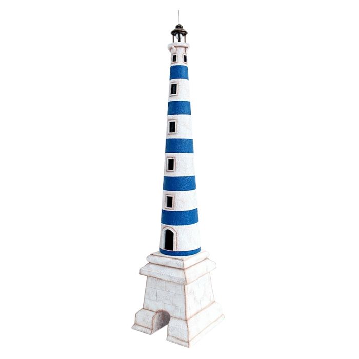 Leuchtturm blau weiß auf Sockel verkleinert Dekorationsfigur