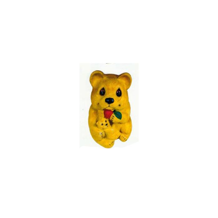 sitzender Teddy mit Apfel und Kind lebensgroß Dekorationsfigur