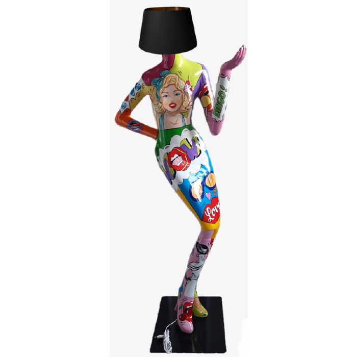 Pop Art Stehlampe als Frauenfigur vergrößert Dekorationsfigur, Beleuchtung