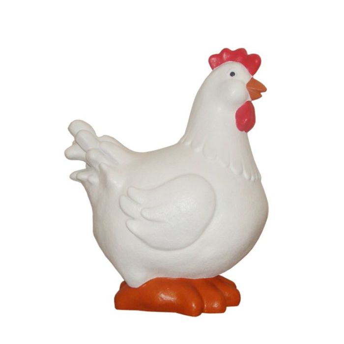 Weiße Osterhenne lebensgroß Dekorationsfigur