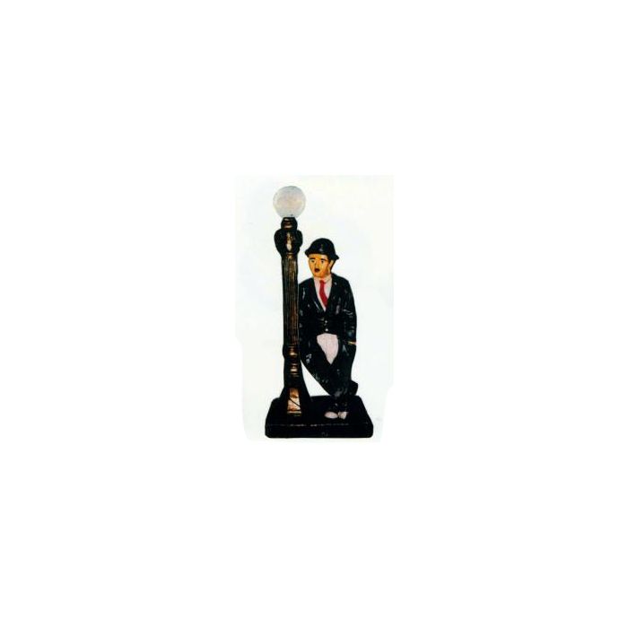 Charlie Chaplin an Laterne klein verkleinert Dekorationsfigur