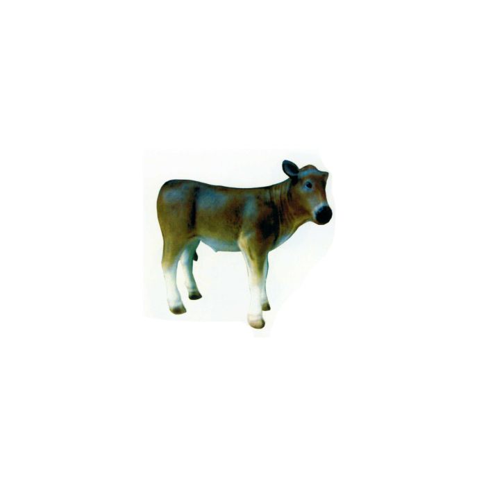 kleines braun weißes Kalb lebensgroß Dekorationsfigur