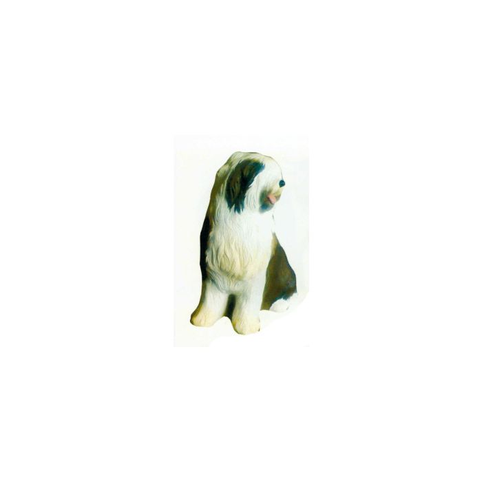 sitzender Bearded Collie lebensgroß Dekorationsfigur
