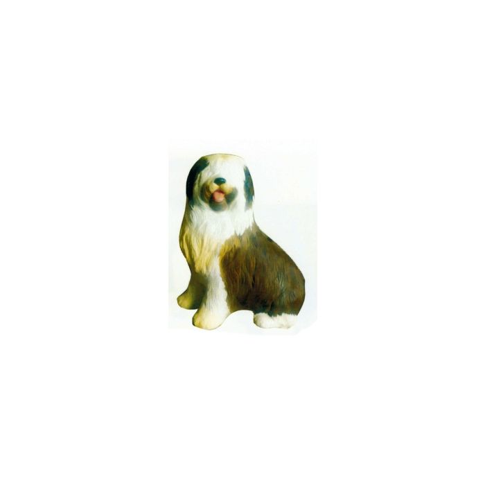 sitzender Bearded Collie lebensgroß Dekorationsfigur
