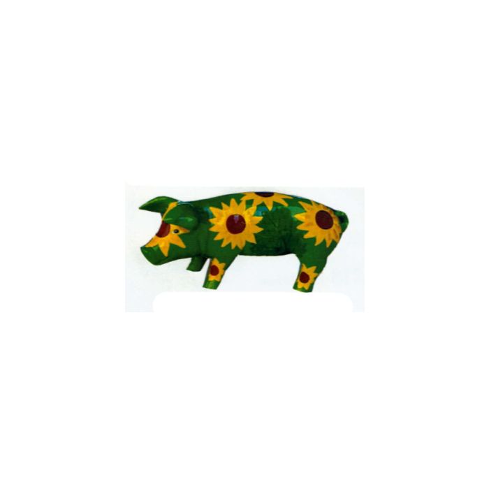 Schweinchen mit Sonnenblumen bemalt verkleinert Dekorationsfigur