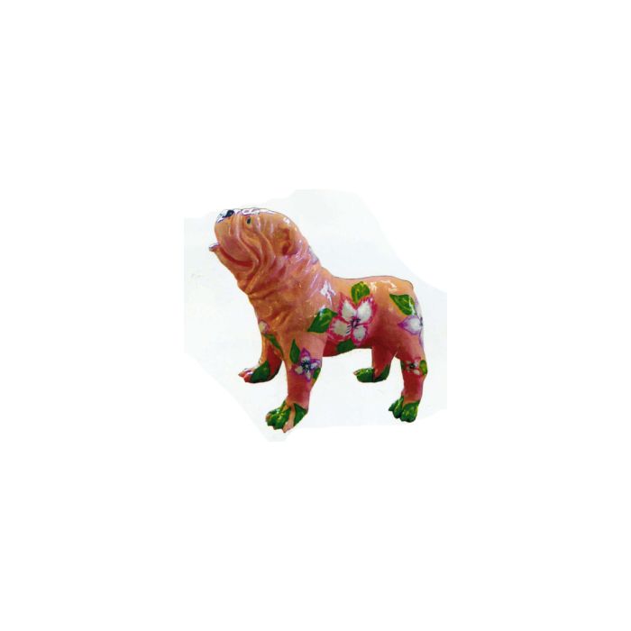 Bulldogge mit Blumenmuster lebensgroß Dekorationsfigur