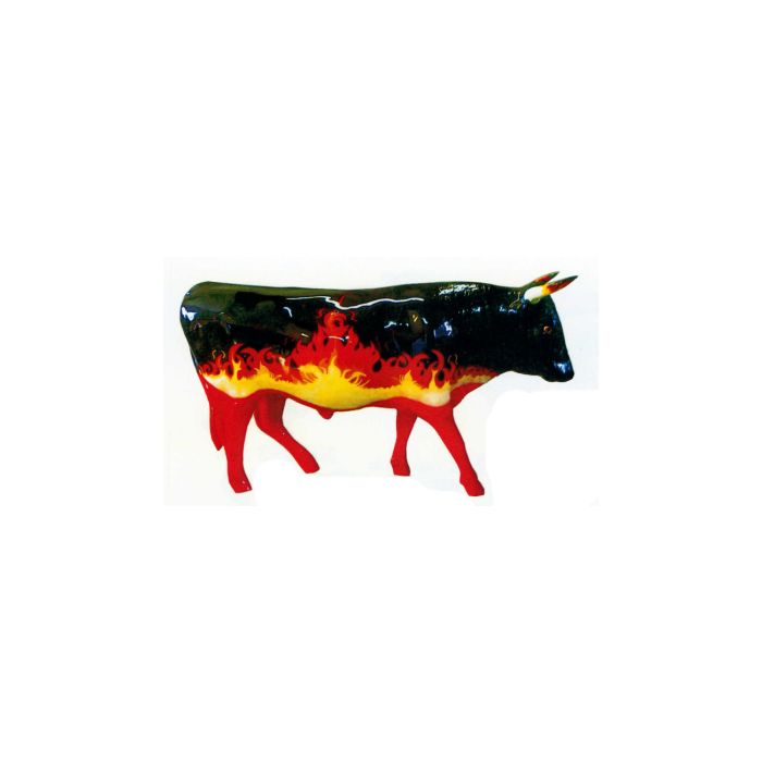 großer Stier mit feuriger Bemalung Flammen lebensgroß Deko- & Werbefigur