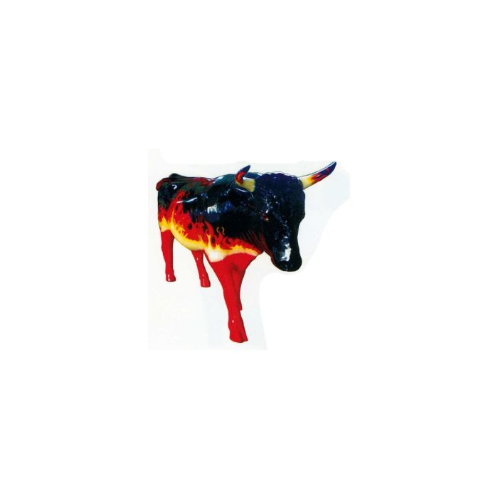 großer Stier mit feuriger Bemalung Flammen lebensgroß Deko- & Werbefigur