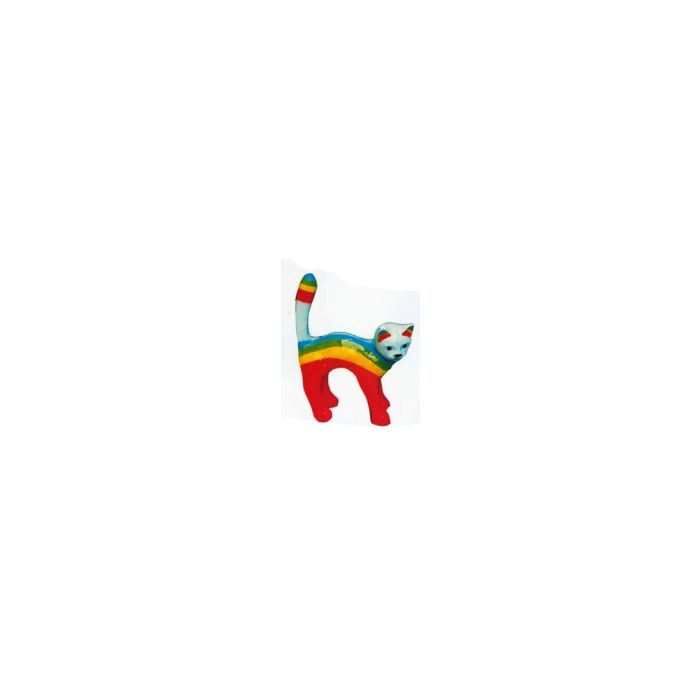 kleines Kätzchen bemalt mit Regenbogen lebensgroß Dekorationsfigur