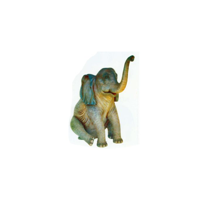 Elefant sitzend mit Rüssel oben lebensgroß Deko- & Werbefigur