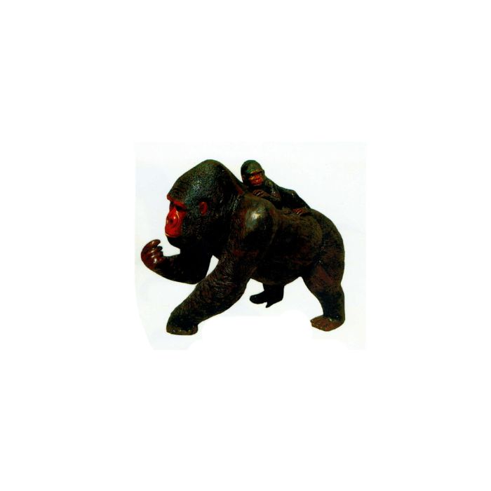 laufender Gorilla mit Kind dunkelbraun lebensgroß Dekorationsfigur