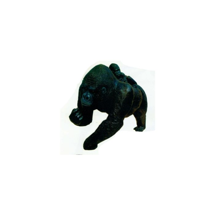 laufender Gorilla mit Kind schwarz lebensgroß Dekorationsfigur
