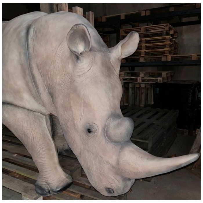 XXL Nashorn Kopf unten lebensgroß Dekorationsfigur